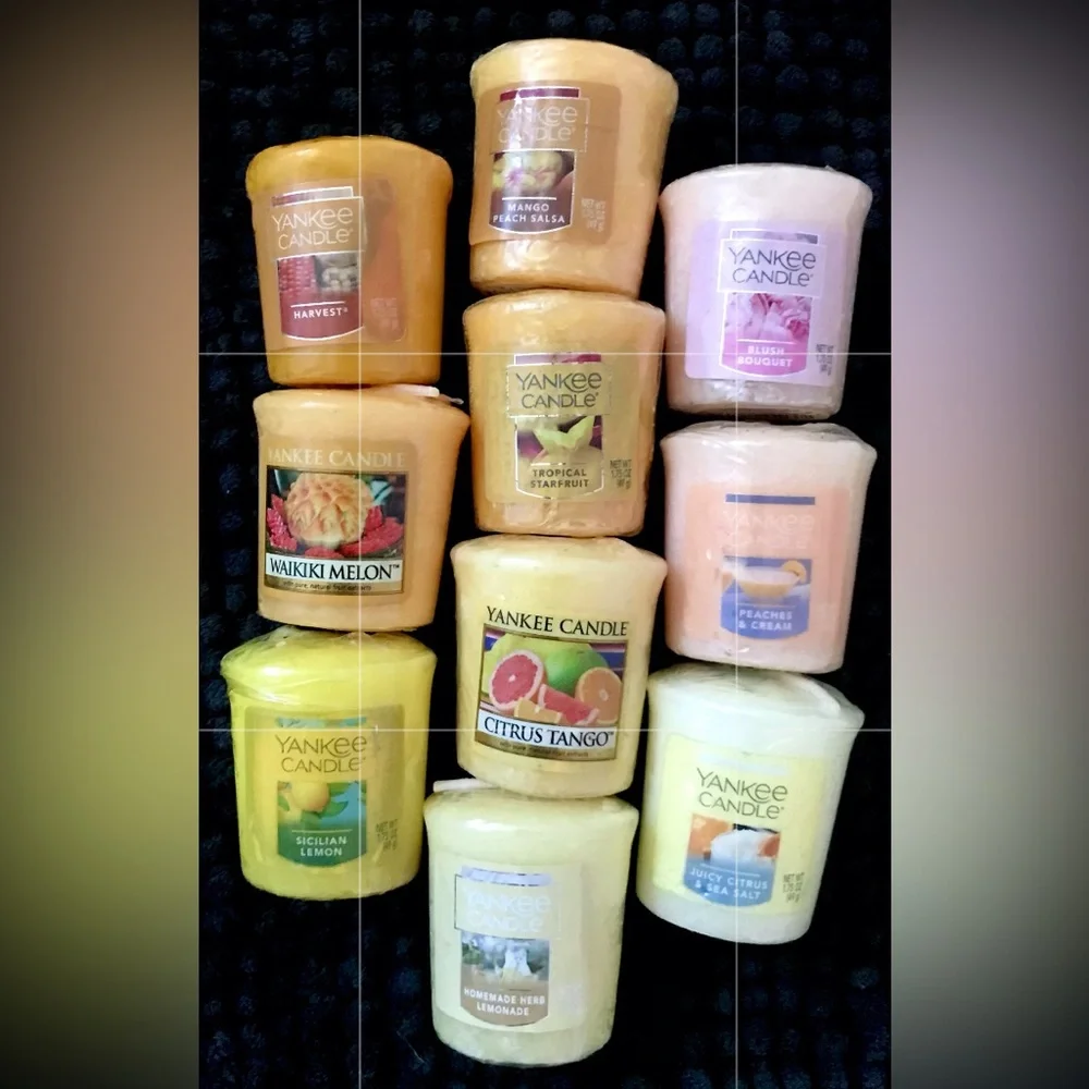 10 piece lot Yankee Candle Votive Candles - Assorted bright Pastel fruit floral